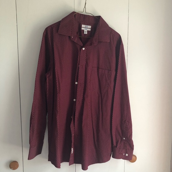 Men's Patterned Maroon Dress Shirt - Picture 1 of 3